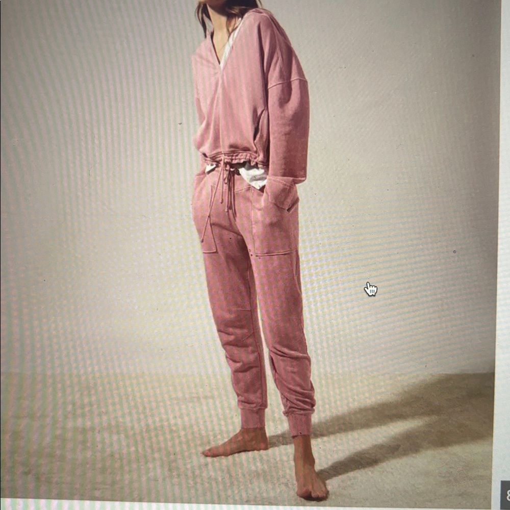 NWT. Reiss Harley-Wash Rose Colored Sweatshirt and Joggers, size M